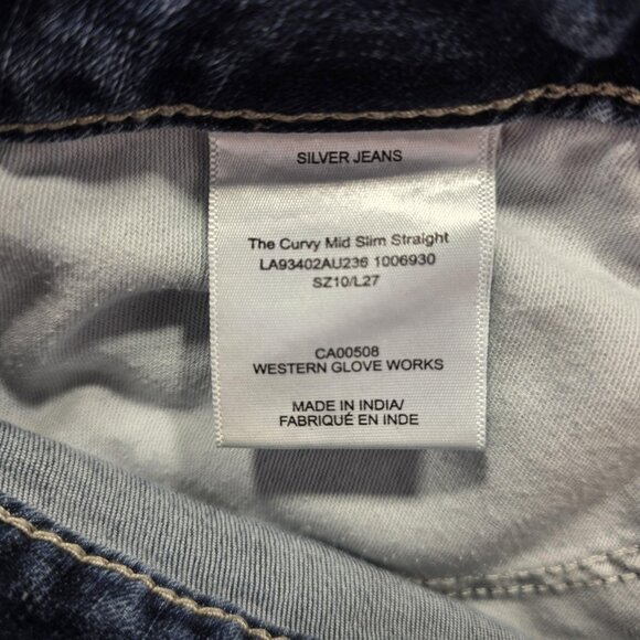 Silver Jeans Authentic Jeans Womens 10 Blue Curvy Mid Slim Straight Denim L27 - Picture 6 of 11